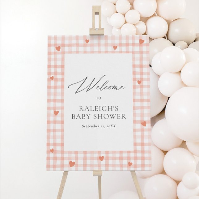 Little Sweetheart Gingham Baby Shower Welcome Sign (Creator Uploaded)