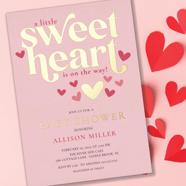 Little Sweetheart Girl Baby Shower  Foil Invitation (Creator Uploaded)