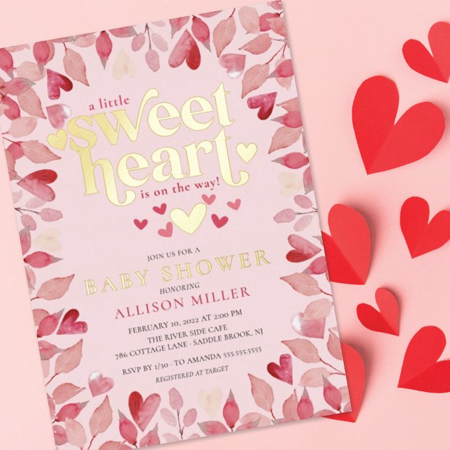 Little Sweetheart Girl Baby Shower Foil Invitation (Creator Uploaded)