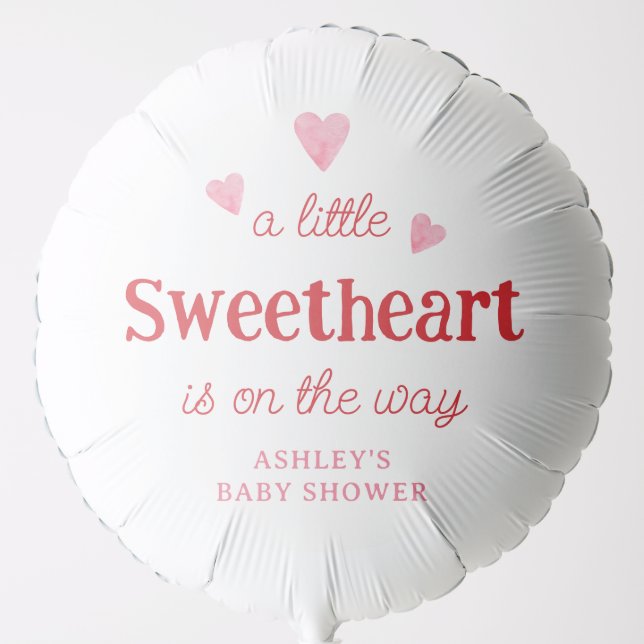 Little Sweetheart Girl Baby Shower Heart Balloon (Front)
