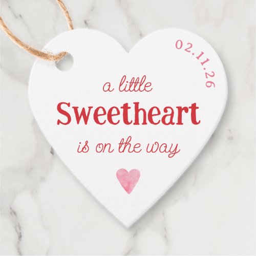 Little Sweetheart Girl Baby Shower Heart Favor Tags