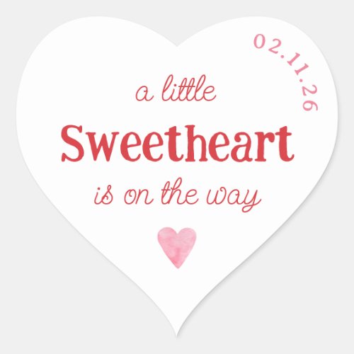 Little Sweetheart Girl Baby Shower Heart Heart Sticker