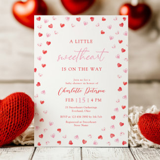 Little Sweetheart Girl Baby Shower Invitation