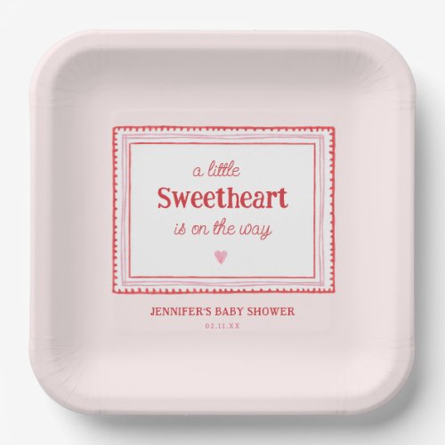 Little Sweetheart Girl Baby Shower  Paper Plates