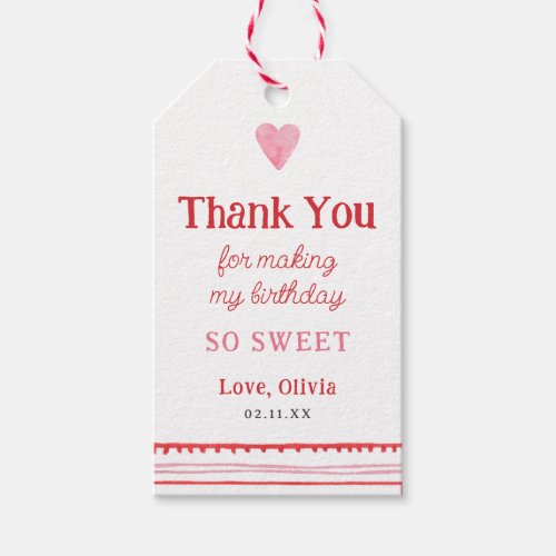 Little Sweetheart Girl Birthday Thank You Gift Tags