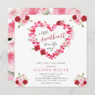 Little Sweetheart Girls Baby Shower Invitation