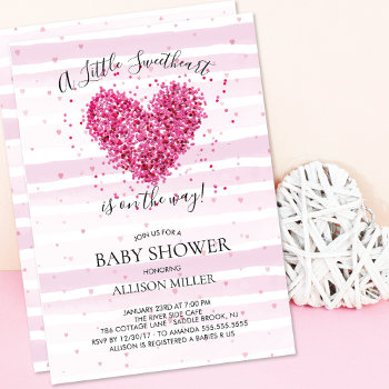 Little Sweetheart Girls Baby Shower Invitation by invitationstop at Zazzle