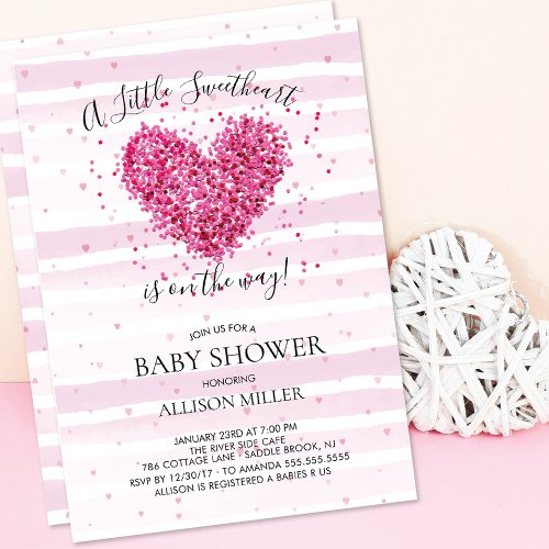 Little Sweetheart Girls Baby Shower Invitation