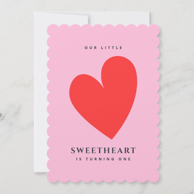 Little Sweetheart Girl's First Birthday Invitation (Front)