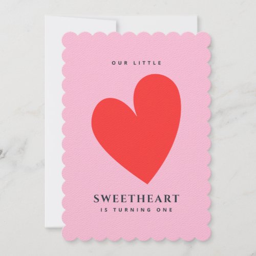 Little Sweetheart Girls First Birthday Invitation