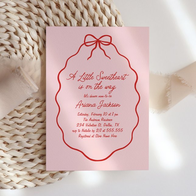 Little Sweetheart Hand Drawn Valentine Baby Shower Invitation (Creator Uploaded)