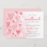 Little Sweetheart Hanging Hearts Girls Baby Shower Invitation at Zazzle