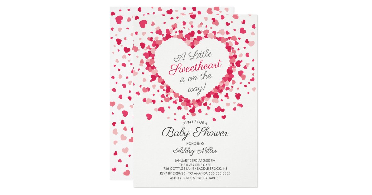 Little Sweetheart Hearts Baby Shower Invitation