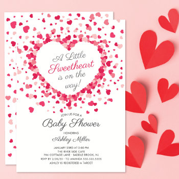 Little Sweetheart Hearts Baby Shower Invitation by invitationstop at Zazzle