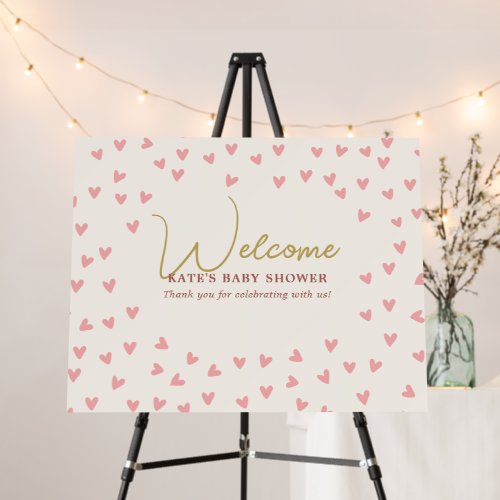 Little Sweetheart Hearts Girl Baby Shower Welcome Foam Board