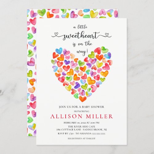 Little Sweetheart Hearts Girls Baby Shower  Invita Invitation