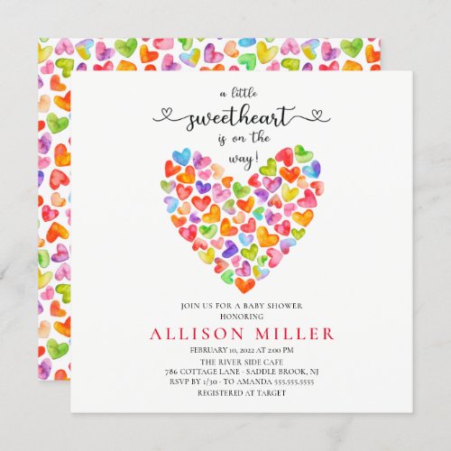 Little Sweetheart Hearts Girls Baby Shower  Invita Invitation