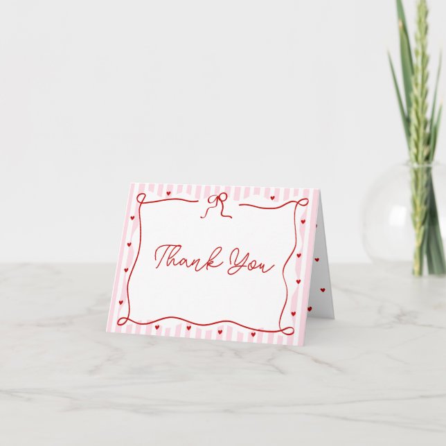 Little Sweetheart Hearts Valentine Baby Shower  Thank You Card (Front)