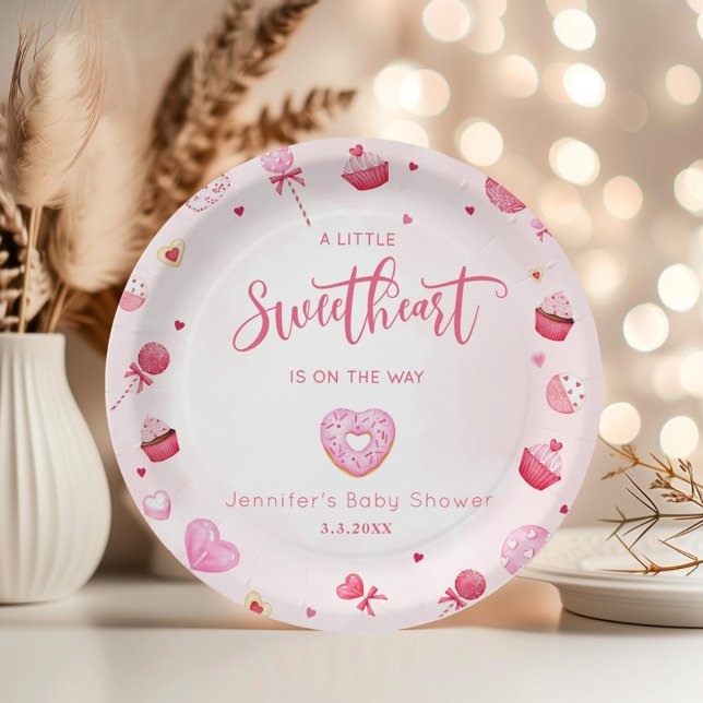 Little Sweetheart is on the way baby shower Paper Plates (Creator Uploaded)