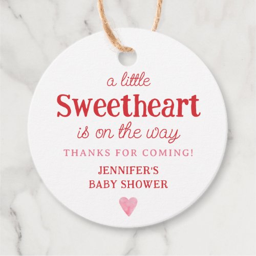 Little Sweetheart Is On The Way Girl Baby Shower Favor Tags