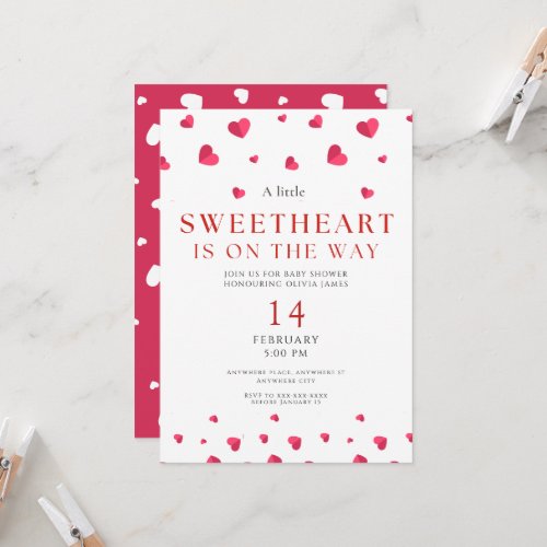 Little sweetheart is on the way girl baby shower invitation