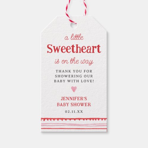Little Sweetheart Is On The Way Valentines Shower Gift Tags