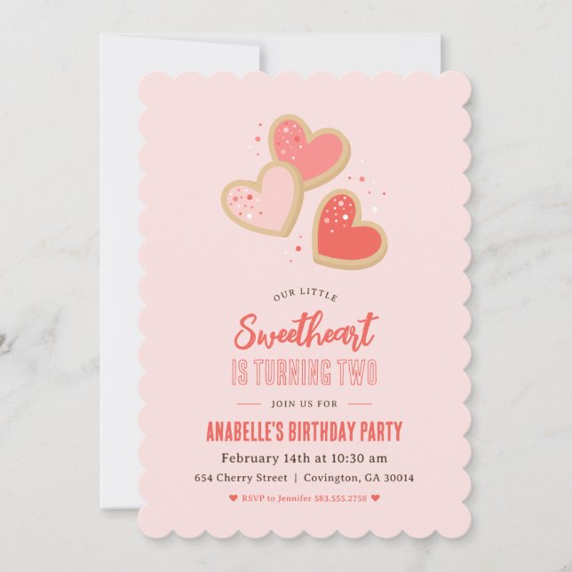 Little Sweetheart Kids Valentine Birthday Party Invitation (Front)