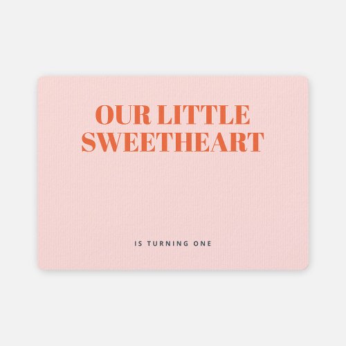Little Sweetheart Minimalist Girl First Birthday Invitation