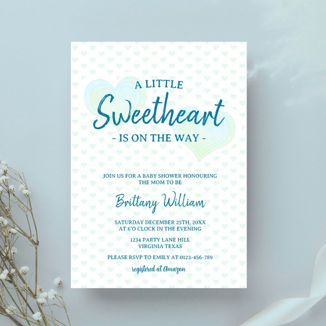 Little Sweetheart Modern Boy Baby Shower  Invitation (Creator Uploaded)