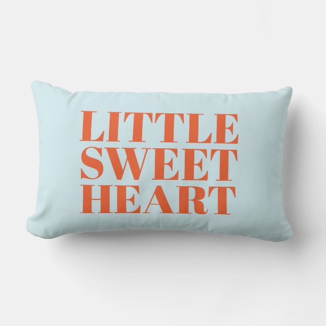 Little Sweetheart Modern Pastel Blue Typographic Lumbar Pillow (Front)