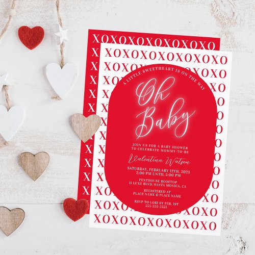 Little Sweetheart On The Way Valentine Baby Shower Invitation