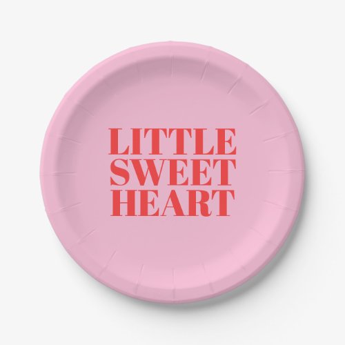 Little Sweetheart Pink and Red Girl First Birthday Paper Plates