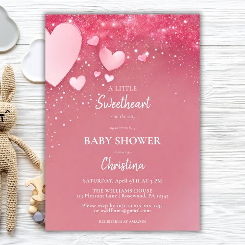 Little Sweetheart Pink Baby Shower Invitation