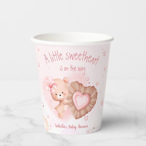 Little Sweetheart Pink Baby Shower Paper Cups
