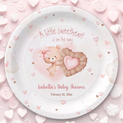 Little Sweetheart Pink Baby Shower Paper Plates
