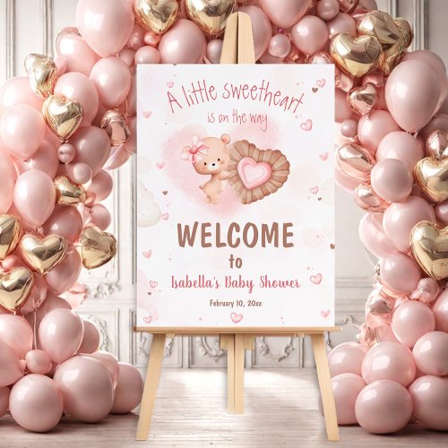 Little Sweetheart Pink Baby Shower Welcome Foam Board
