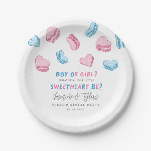 Little Sweetheart Pink & Blue Heart Gender Reveal Paper Plates