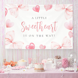 Little Sweetheart Pink Bow Baby Shower Backdrop Banner