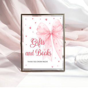 Little Sweetheart Pink Bow Baby Shower Gift Book Poster