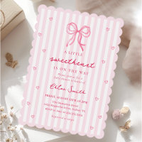 Little Sweetheart Pink Bow Baby Shower Invitation