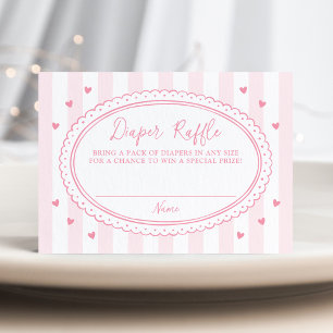 Little Sweetheart Pink Bow Diaper Raffle Enclosure Card