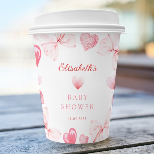 Little Sweetheart Pink Bow Girl Baby Shower Paper Cups (Creator Uploaded)