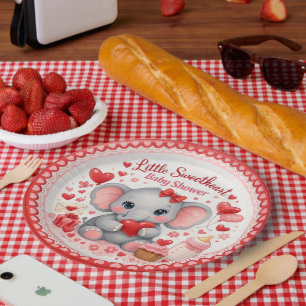 Little Sweetheart Pink Elephant Baby Shower Paper  Plates