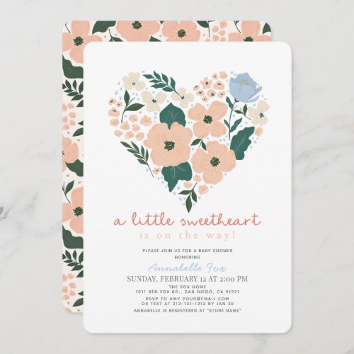 Little Sweetheart Pink Floral Baby Shower Invitation