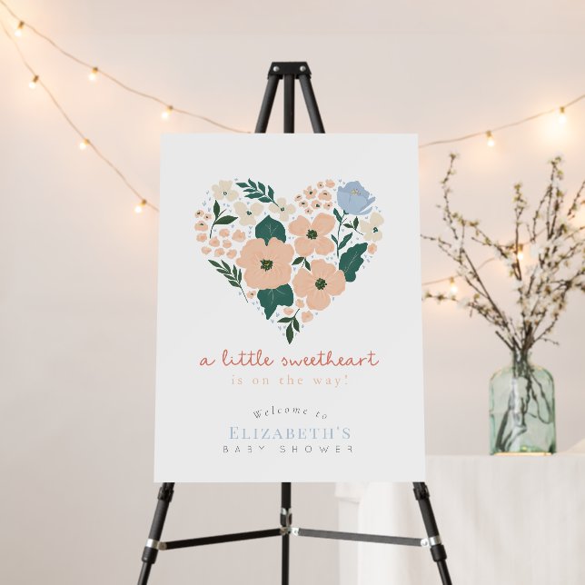 Little Sweetheart Pink Floral Baby Shower Welcome Foam Board (In Situ (Stand))
