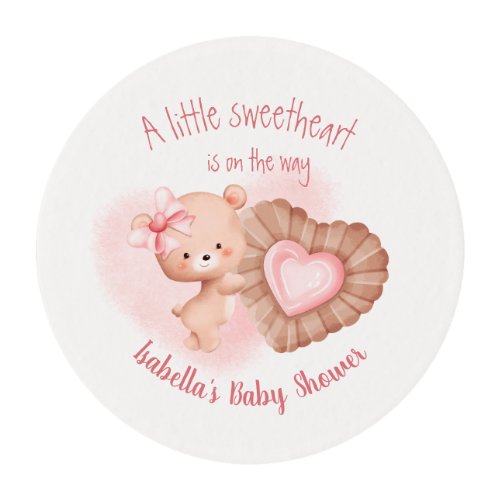 Little Sweetheart Pink Girl Baby Shower Edible Frosting Rounds