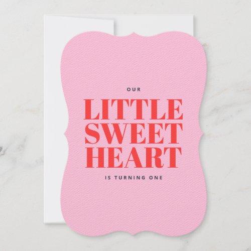 Little Sweetheart Pink Girl First Birthday Invitation