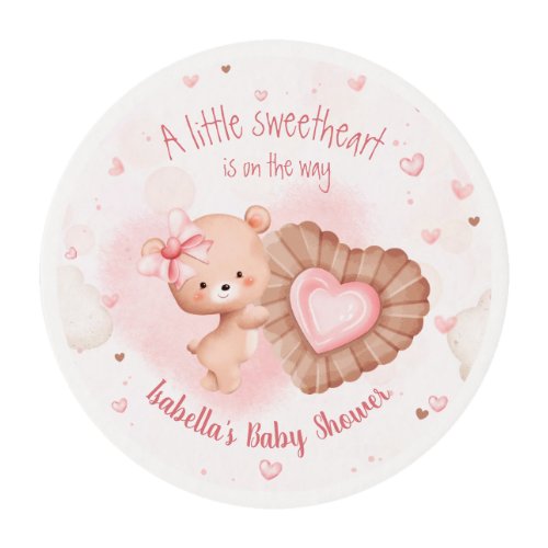 Little Sweetheart Pink Heart Girl Baby Shower Edible Frosting Rounds