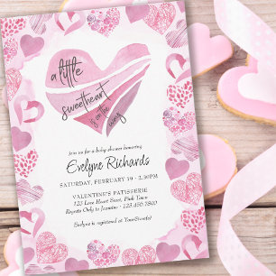 Little Sweetheart Pink Love Hearts Baby Shower Invitation