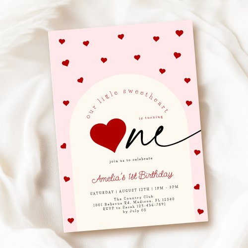 Little Sweetheart Pink Red 1st Birthday